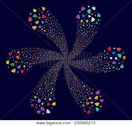Attractive Fly Insect Spiral Flower With Six Petals On A Dark Background. Suggestive Flower Done Fro