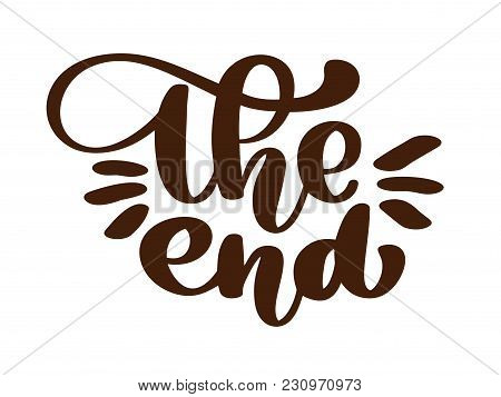 Handdrawing The End Vector Text Lettering Phrase, Ornamental Movie Ending Typography Illustration De