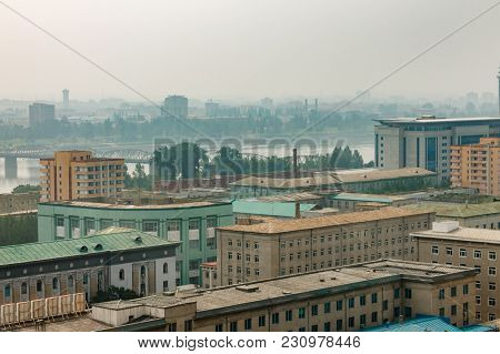 View From Above To The City Of Pyongyang, North Korea