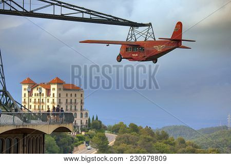 Nostalgic Airplane In Parc D'atraccions At Tibidabo July 25, 2016 In Barcelona, Spain.