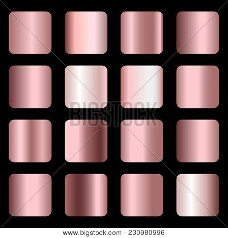 Set Of Bronze Foil Texture Gradation. Vector