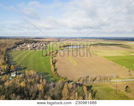 Fields Near Lugovaya (lobnia), Moscow Region. View From Above