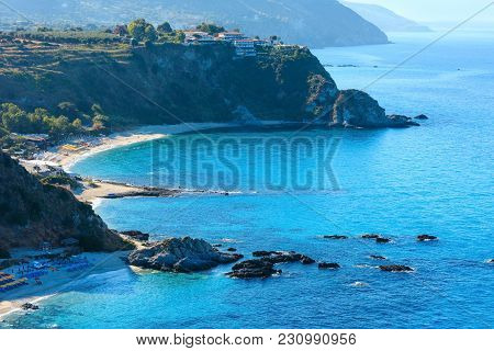 Beautiful Calabrian Tyrrhenian Sea Coastline Landscape.  Not Far From Capo Vaticano Ricardi, Tropea,