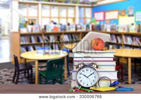 Modern Classroom With Decoration Of Book For Education Concept