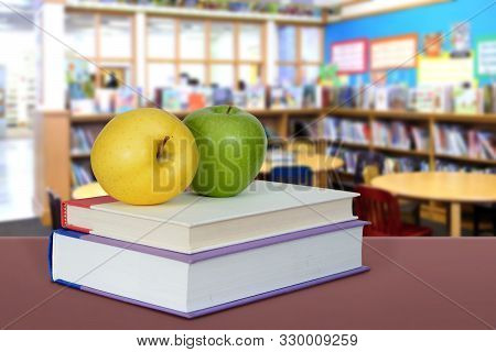 Modern Classroom With Decoration Of Book For Education Concept