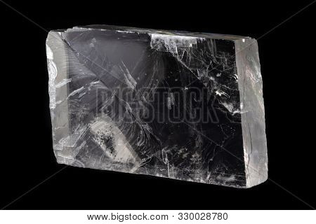 Iceland Spar (also Known As Transparent Calcite) Mineral From Mexico, Isolated On A Pure Black Backg