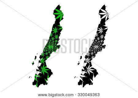 Ranong Province (kingdom Of Thailand, Siam, Provinces Of Thailand) Map Is Designed Cannabis Leaf Gre