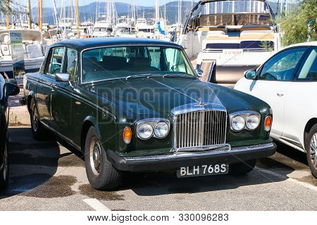 Saint-tropez, France - September 11, 2019: Luxury Saloon Car Bentley T2 In The City Street.