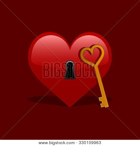 Heart And Key. Lock Koncept. Vector Illustration.