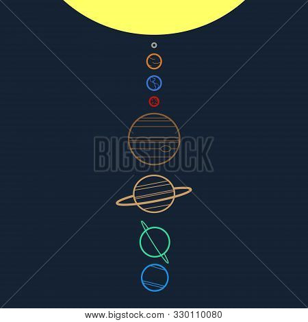 Solar System . Line Style. All Planet. Vector.
