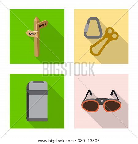 Vector Design Of Mountaineering And Peak Logo. Collection Of Mountaineering And Camp Vector Icon For