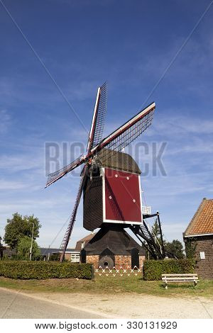 Windmill Sint Jan In The Dutch Village Stramproy In The Province Limburg