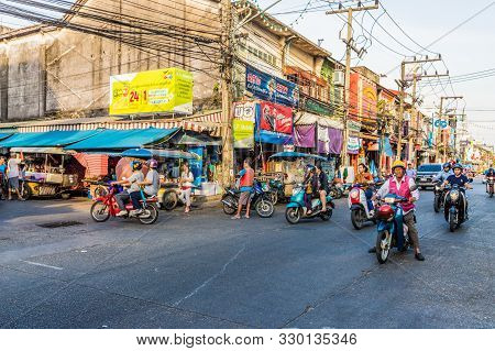 Phuket Old Town Thailand. 31 January 2019. A Local Street Scene In Phuket Old Town