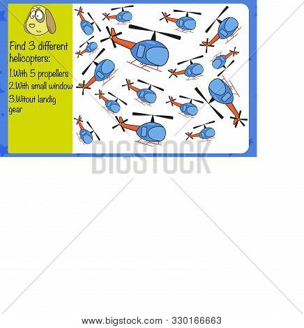 Find 3 Differences. Children Education Game, Iq Test