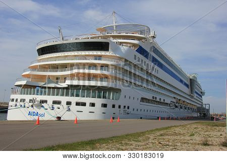 Ijmuiden, The Netherlands - April 30th, 2017:   Aida Sol Docked At The Felison Cruise Terminal
