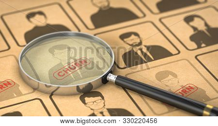 3d Illustration Of Customers. Churn Analysis Concept.