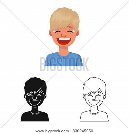 Vector Illustration Of Guy And Laugh Symbol. Set Of Guy And Emotion Vector Icon For Stock.