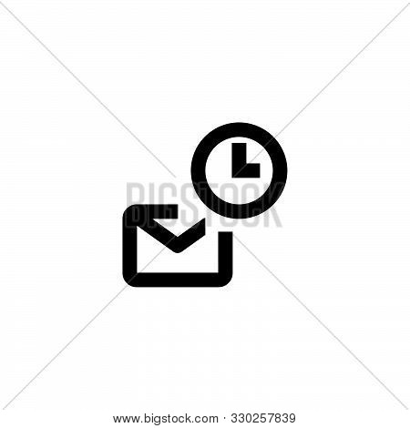 Message and watch icon. Send mail sign