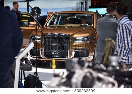 Geneva, Switzerland - March 05, 2019: Aurus Senat - Geneva International Motor Show 2019