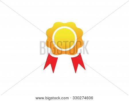 Accolades Medallion With Ribbon Award Logo Design Illustration On White Background
