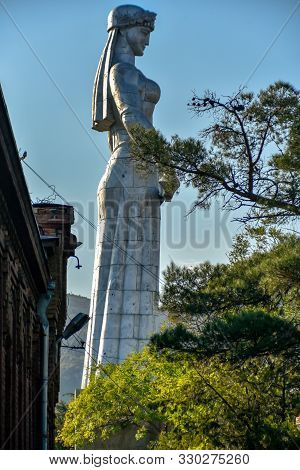 Kartlis Deda Or Mother Of Georgia On The Top Of Sololaki Hills