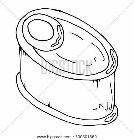 Vector Illustration Of Canned Fish. Ffish Preserves. Hand Drawn.
