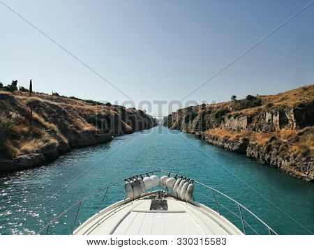 View From A Bow Of Yacht At Seaward. Beautiful View From A Bow Of Yacht At Seaward.copy Space
