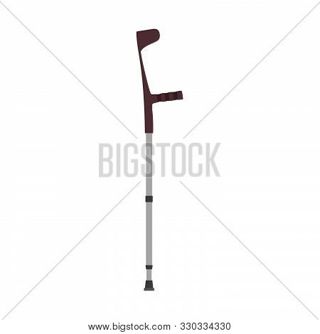 Medical Walking Crutch Side View Health Equipment Vector Icon. Hospital Symbol Stick Support Assista