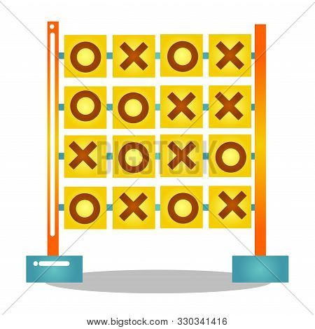 Kids Playground Wooden Tic Tac Toe Stand. Vector Illustration Isolated On White Background