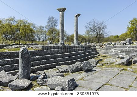 Panorama Of Ancient Ruins At Archaeological Site Of Philippi, Eastern Macedonia And Thrace, Greece