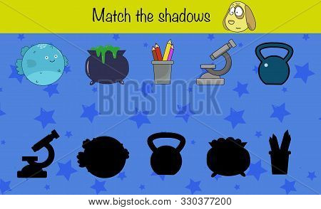 Match The Shadows. Children Education Game, Iq Test
