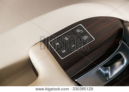 Novosibirsk, Russia - September 09, 2019:  Range Rover Vogue Se, Close Up Of A Door Control Panel In