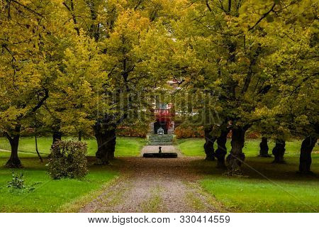 Loviisa, Finland - 7 October 2019: The Gate Of Manor House Malmgard.