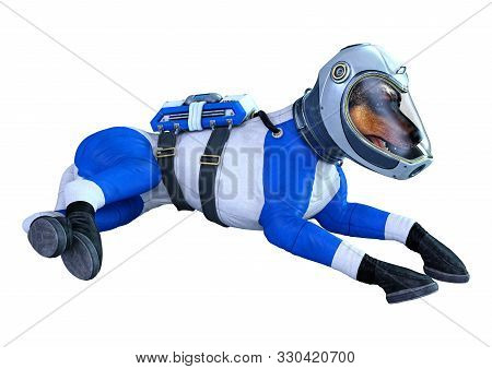 3D Rendering Astronaut Dog On White