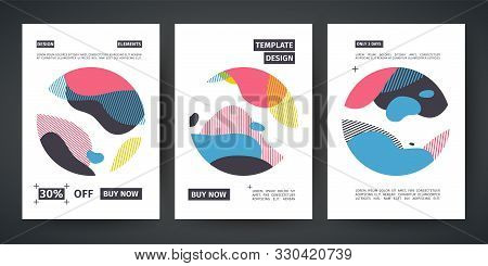 Set Of Template Design Banner. Abstract Modern Graphic Circle Elements. Flyer With Dynamical Postel 