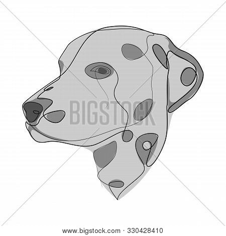 Continuous Line Dalmatian. Single Line Minimal Style Dog Vector Illustration