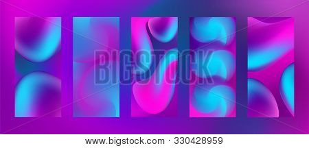 Fluid Abstract Shapes In Blurred Liquid Smoky Background. Vector Smartphone,  Leaflet, Flyer Vertica