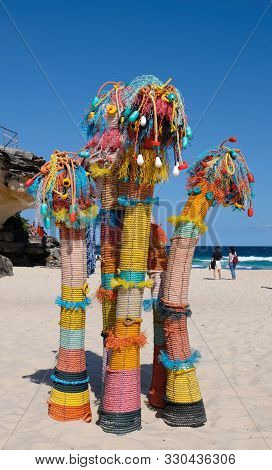 Bondi Beach, Nsw, Australia - October 28, 2019: 23rd Annual Sculpture By The Sea Exhibition Held On 