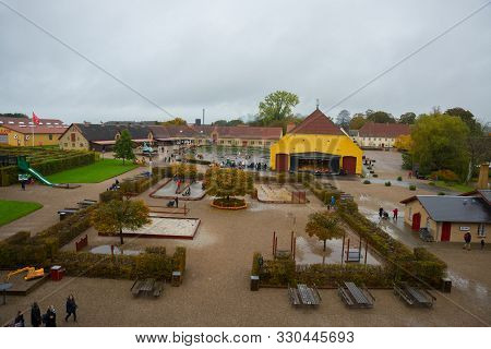 Egeskov, Denmark: Top View Of The Park And Entertainment Areas In The Egeskov Castle