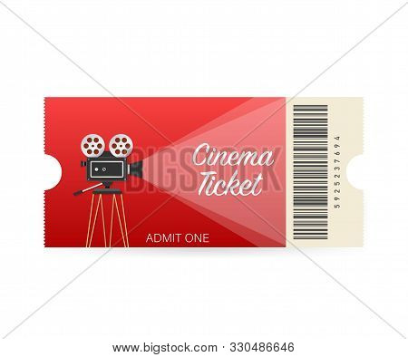 Cinema Tickets Isolated On White Background. Realistic Front View. Movie Banner. Cinema Movie Ticket