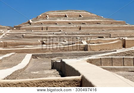 Nazca Pyramid At Cahuachi Archeological Site In The Nazca Desert Of Peru