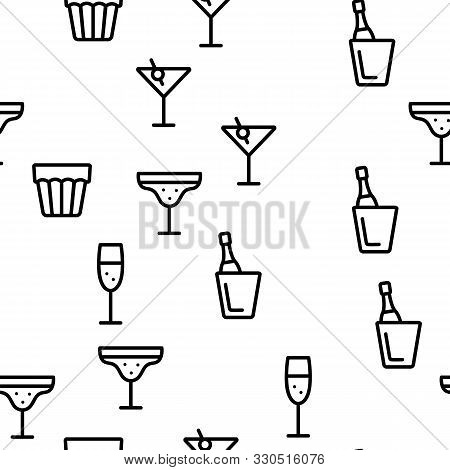 Alcohol Vector Seamless Pattern Thin Line Illustration