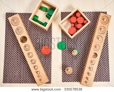 Montessori Abacus For Counting With Wood And Pebbles