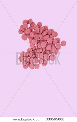Heart Shaped Chocolate On A Pink Background. Pink Strawberry Chocolate