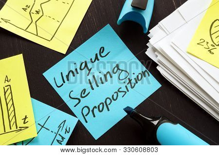 Unique Selling Proposition Usp Concept, Marketing Reports And Graphs.
