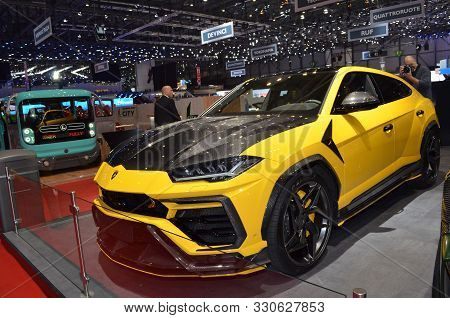 Geneva, Switzerland - March 05, 2019: Lamborghini Urus - Geneva International Motor Show 2019 Gims