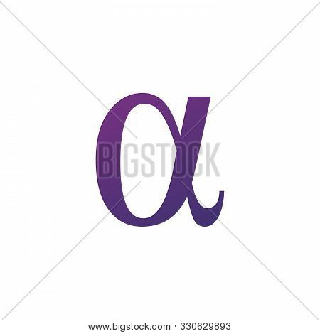 Purple Alpha Greek Letter Symbol Or Logo, Stock Vector Illustration Isolated On White Background.