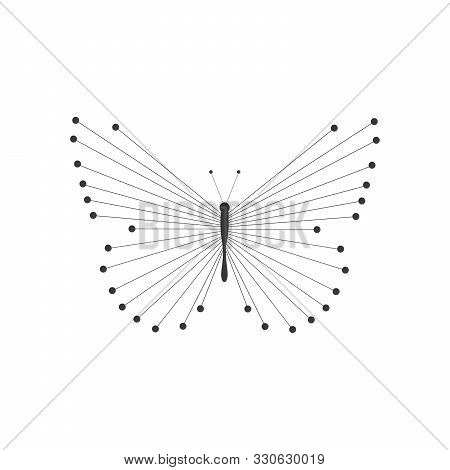 Modern Butterfly Logo Design Out Of Lines And Dots. Geometric Butterfly Logo With Line And Dot Conne