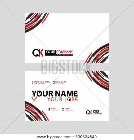 Modern Simple Horizontal Design Business Cards. With Qk Logo Inside And Transparent Red Black Color.