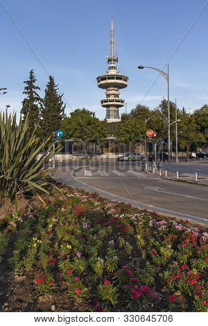 Thessaloniki, Greece - September 22, 2019: Sunset View Of Ote Tower In City Of Thessaloniki, Central